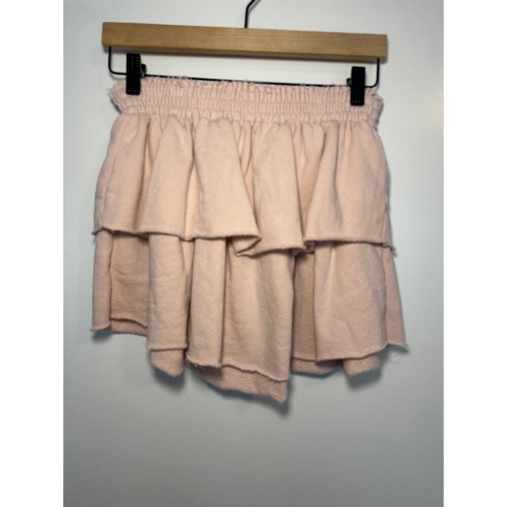 Aerie Knit Ruffle Mini Skirt Lt Pink XS NWT
